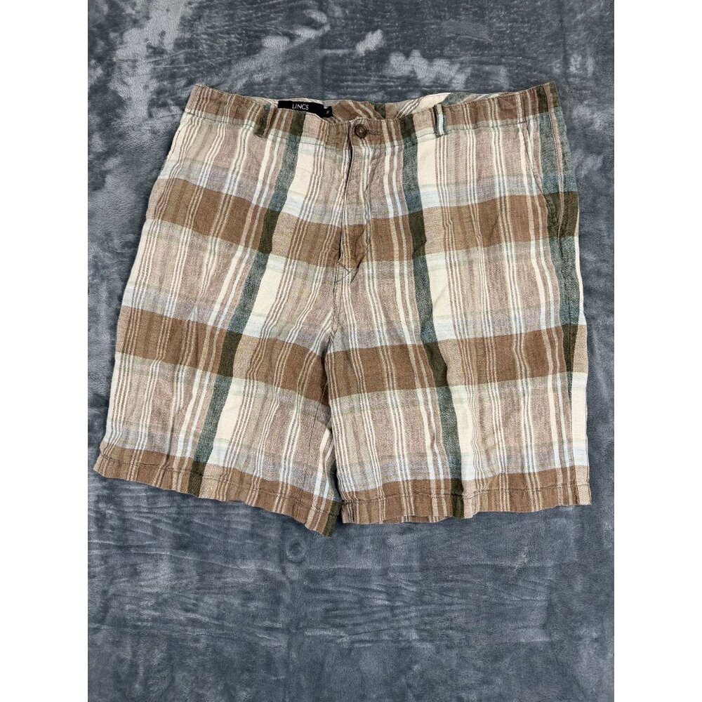 Lincs Mens Plaid Shorts Size 38 Comfortable Casual Wear Multicolor
